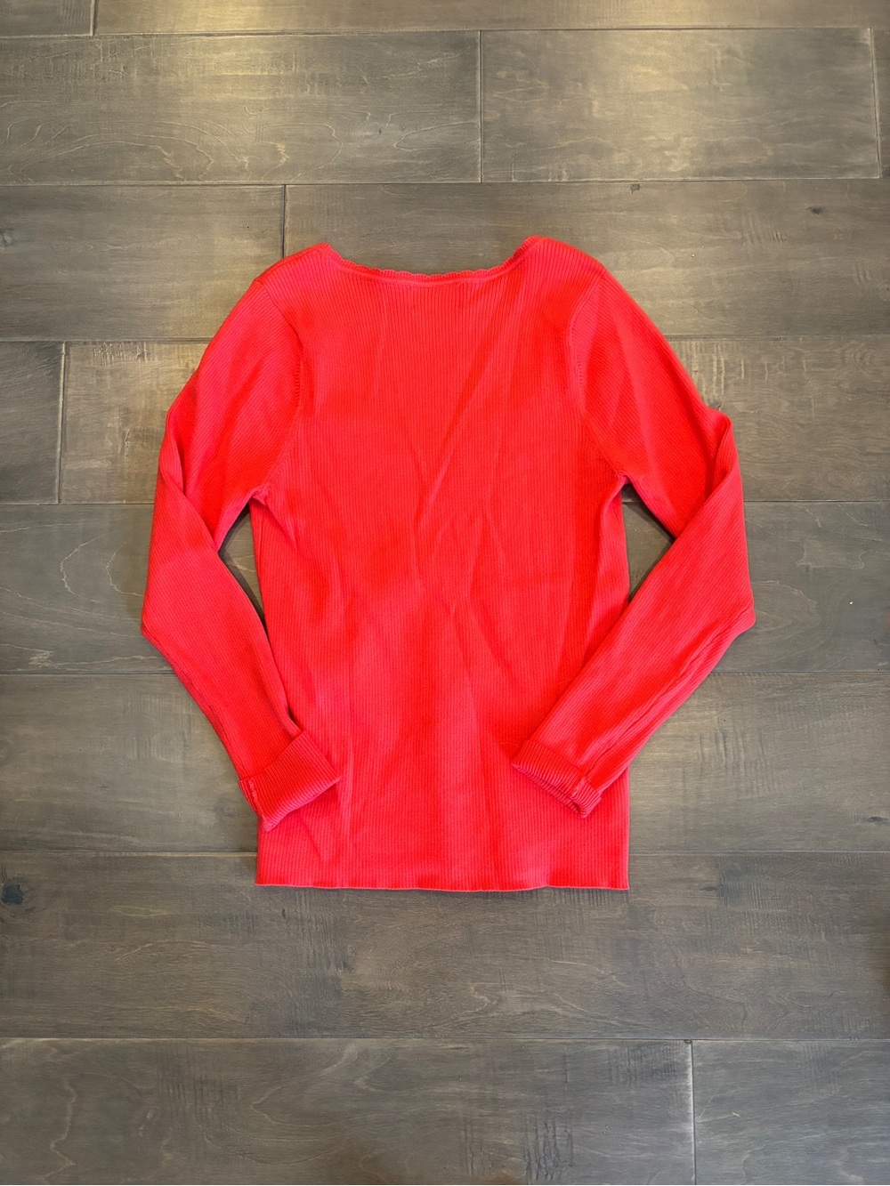Old Navy Bright Red Ribbed Knit Top - Picture 6 of 8